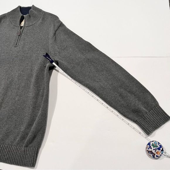 LL Bean Gray 1/4 Zip Mock Neck‎ 100% CottonPullover Sweater XL - Picture 9 of 11